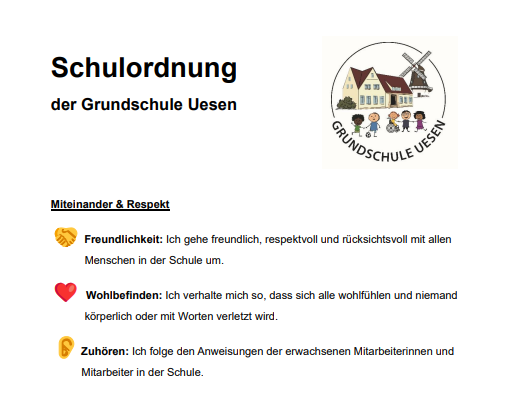 Einführung der neuen Schulordnung an der Grundschule Uesen